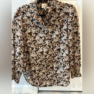 Tuckernuck Woodrose Teagan Popover Blouse In Dark Florals size small